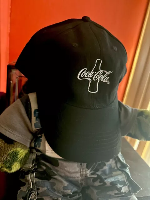 Coca Cola Coke Black Hat Cap Black Adjustable Snapback Embroidered