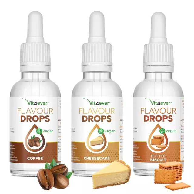 Flavour Drops - 3x 50 ml / 100% vegan o. Kalorien - Aroma-Tropfen (Tea Time)