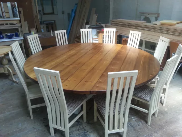 8,10,12, 14 seater Large Round Hoop Base Dining Table, Bespoke Chunky 44mm Top