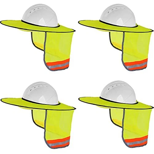 4 Pack Hard Hat Sun Shade - Full Brim Mesh Hard Hat Sun Shield Neck Sunshade