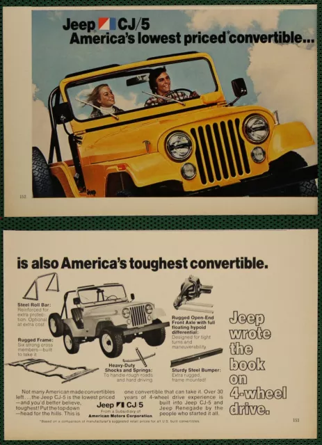 AMC Jeep CJ5 4WD Toughest Convertible Vintage Print Ad 1975