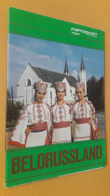 altes Reise Prospekt Aeroflot Belorussland, um 1987, deutsch