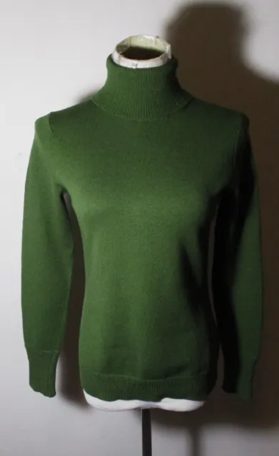 Women's BANANA REPUBLIC Green Tight Knit Merino Wool Turtleneck Sweater Size S