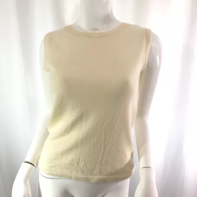 Barneys New York Taste Luxury Humor Cashmere Silk Sleeveless Sweater Ivory L