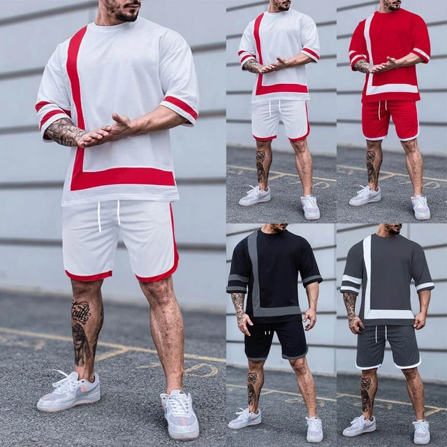 Moda Tuta da Ginnastica Pantaloncini Uomo SPORTS Abiti Estate Pantaloni T-Shirt
