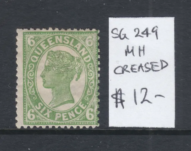 QLD  QV  6d GREEN  SG 249    MH  BUT CREASED