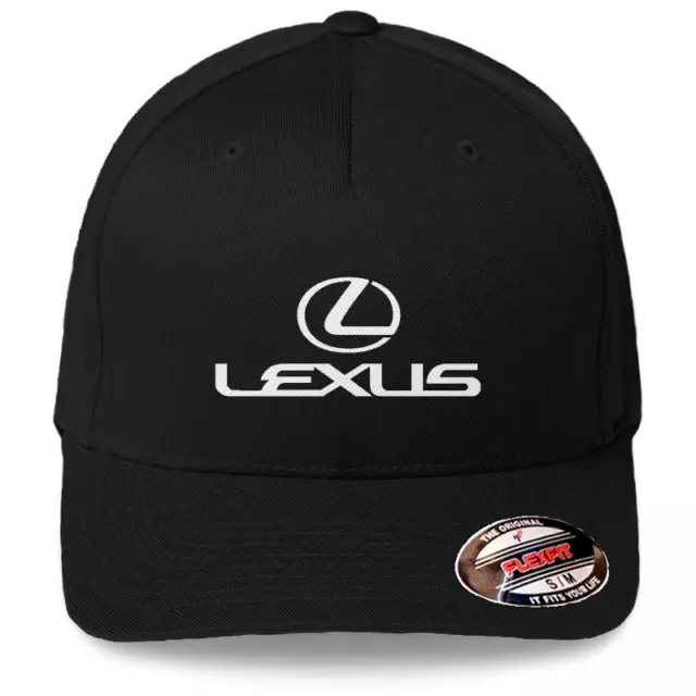 Lexus Car Auto Logo Black Hat Flexfit Baseball Cap Printed Emblem S/M And L/XL