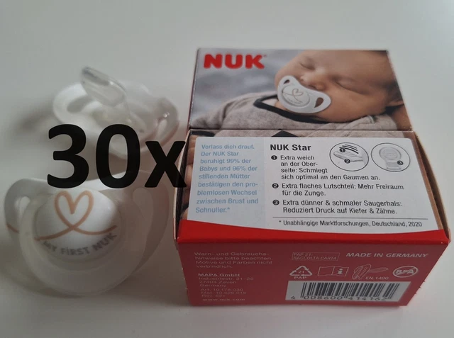 30x NUK Star Baby Schnuller NEU & OVP Neugeborenes 0-6 Monate Silikon BPA frei