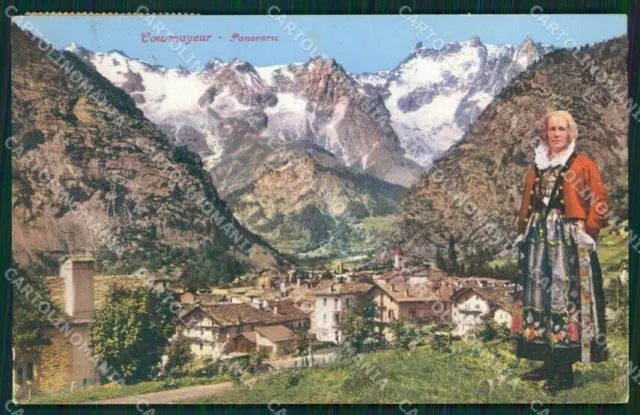 Aosta Courmayeur Catena Monte Bianco Costumi cartolina MT3020