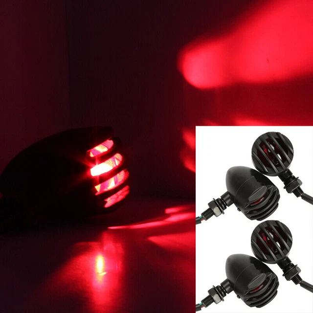 4x Motorcycle Turn Signals Lights Red Black For Harley Bobber Chopper Cafe Racer