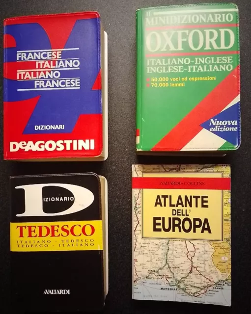 Tre Dizionari Tascabili E Mini Atlante Europa Lotto Di Opere Da Viaggio Vintage