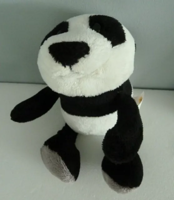 réf X5. DOUDOU PELUCHE PANDA OURS APANDA BLANC NOIR GRIS 21cm - TBE