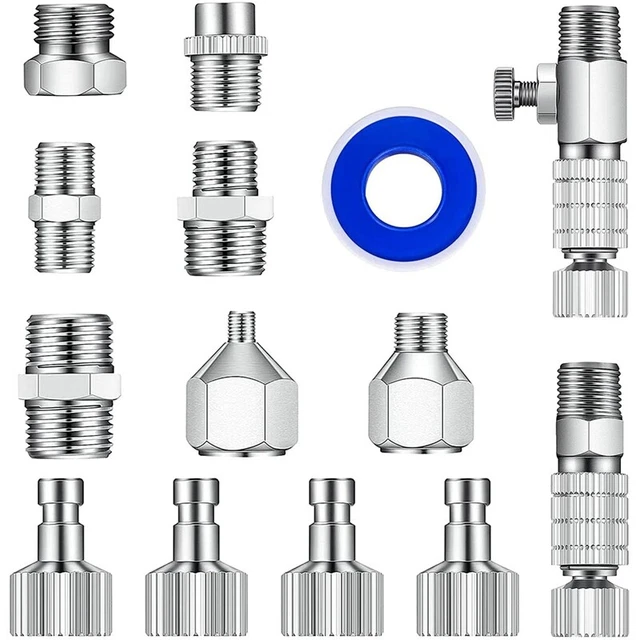Set di Adattatori per Aerografo da 14 Pezzi, Accoppiatori di Disconnessione Y3U7