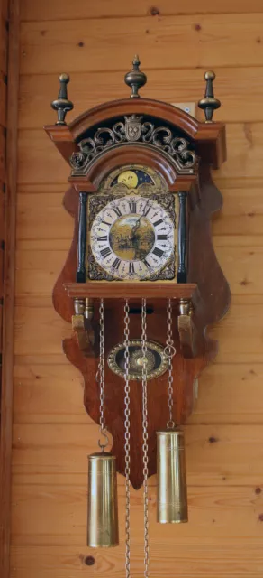Sallander  zaanse wall clock coppercarved dial moonphase  Warmink