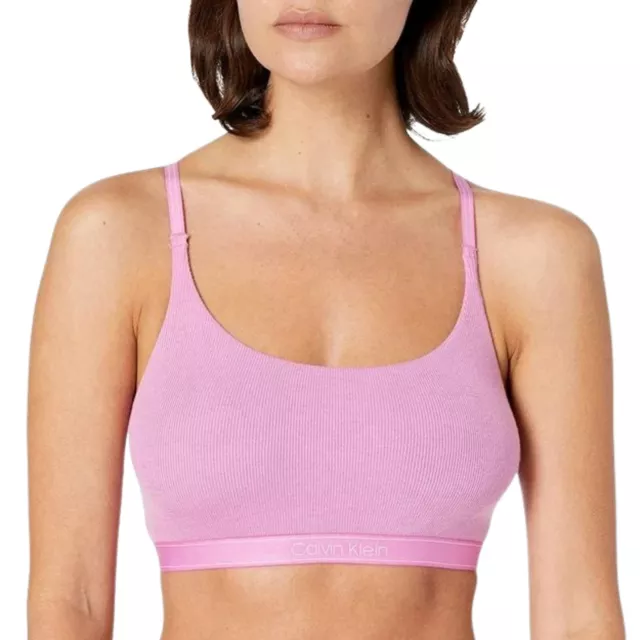 CALVIN KLEIN Pure Ribbed Unlined Bralette sz M Medium Pink Modal