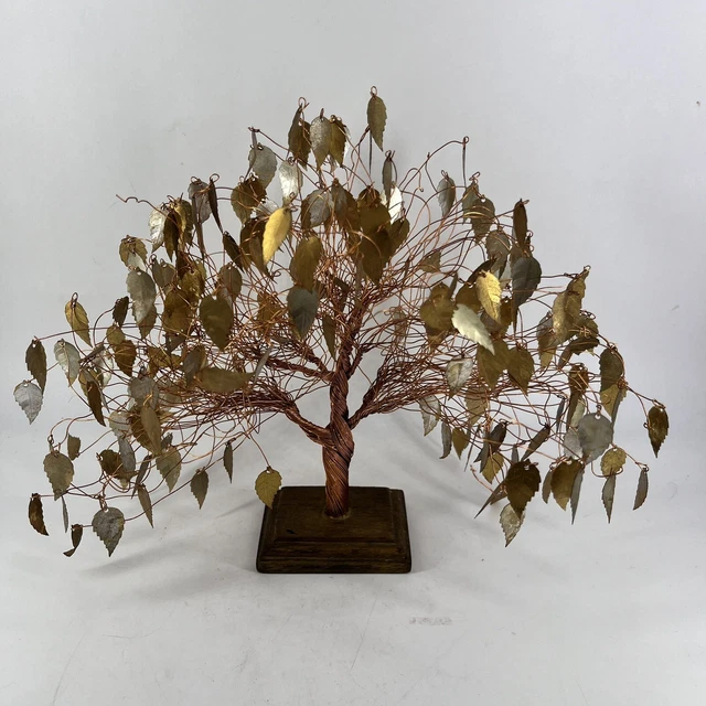 VINTAGE MID CENTURY Twisted Brass Copper Wire Sculpture Dream Tree of