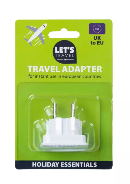 Lets Travel - UK To EU Europe European Travel Adaptor Plug 2 Pin Adapter