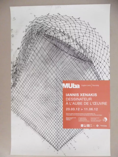 XENAKIS Iannis Affiche originale 2012  Musée E. Leroy Tourcoing Musique Grèce