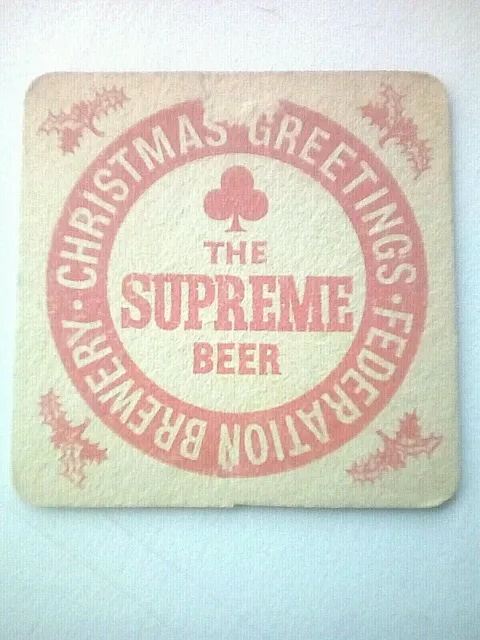 Vintage NORTHERN CLUBS FEDERATION / XMAS GREETINGS  Cat No'83 Beer mat / Coaster