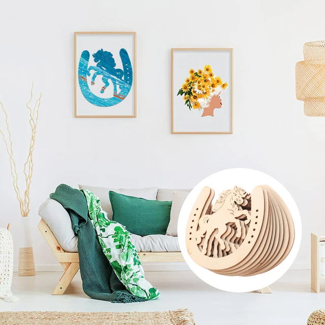 48 Pcs Hufeisen-Chips Holz Kind Decoraciones Para Sala Casa