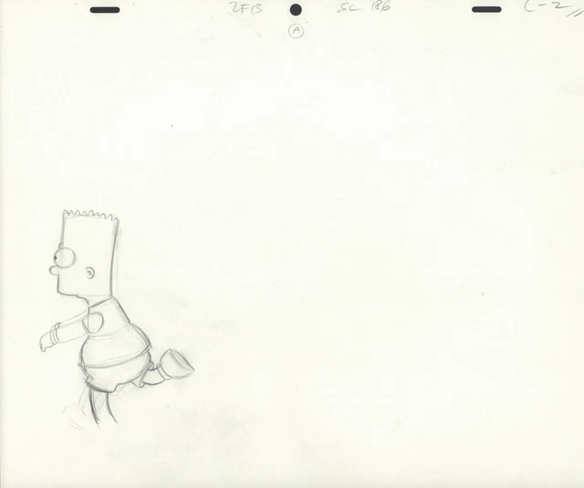 The Simpsons Pencil Animation Art - Bart Running Left C-2