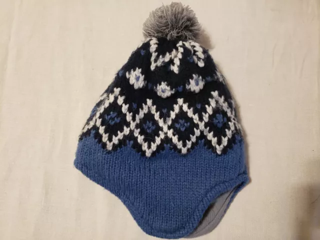 Carters Toddler Winter Beanie Hat Cap Size 2-4T Blue With Ear Flaps And Fleece 