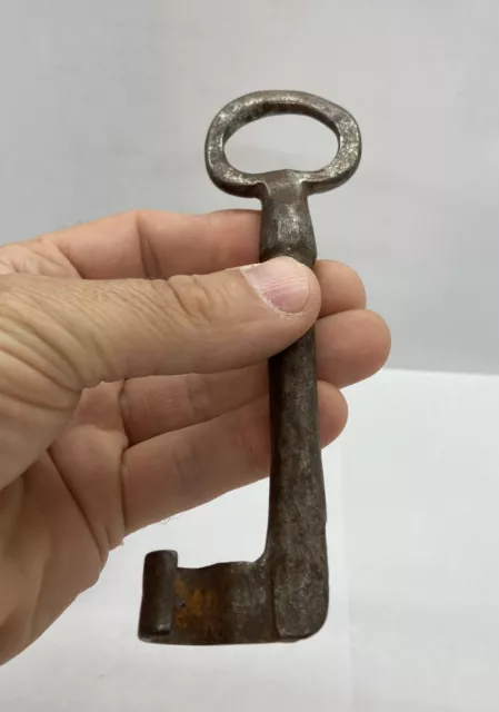 Antique 1800’s Wrought Iron HAND FORGED Mail Money Bag Skeleton Key 5-3/4” Rare