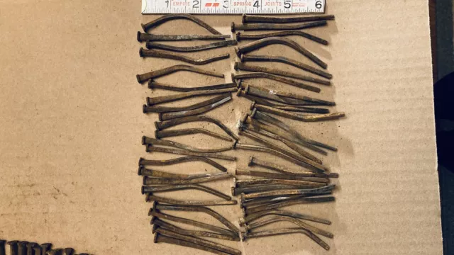 Antique Wrought Iron Cut Nails w/ Square Heads Restoration Real Antique Hardware