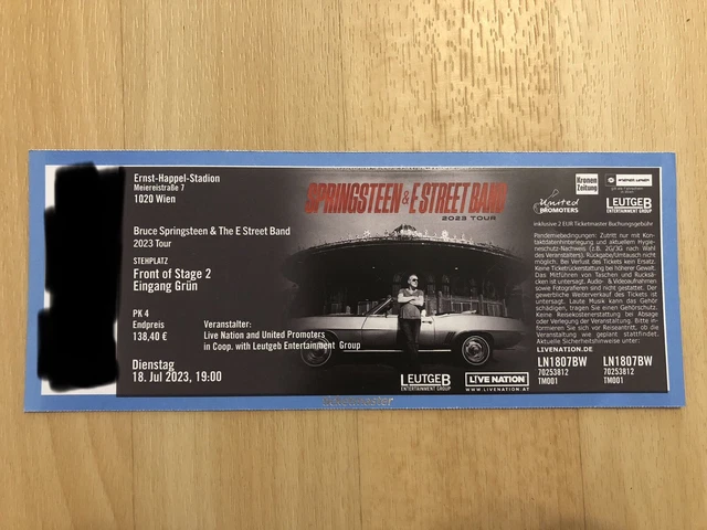 Bruce Springsteen FOS 2 Front Of Stage 2 Ticket 18.07.2023 Wien Österreich