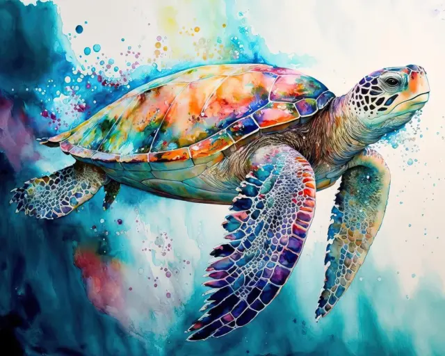 Malen Nach Zahlen Erwachsene Tiere Meer Schildkröten - Anfänger - Knitterfreie L