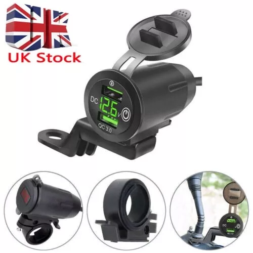 Motorcycle Mobile Phone GPS Dual USB Charger Power Adapter Waterproof Socket UK