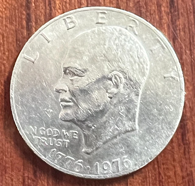 1776-1976  Eisenhower Liberty Bell Moon Silver One Dollar US Bicentennial Coin