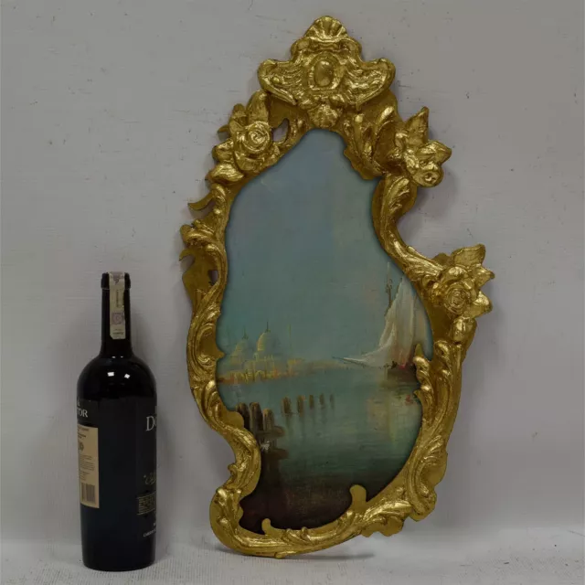Um 1850-1900 Altes Ölgemälde Landschaft mit Boot Venedig  sign 57x33cm 2