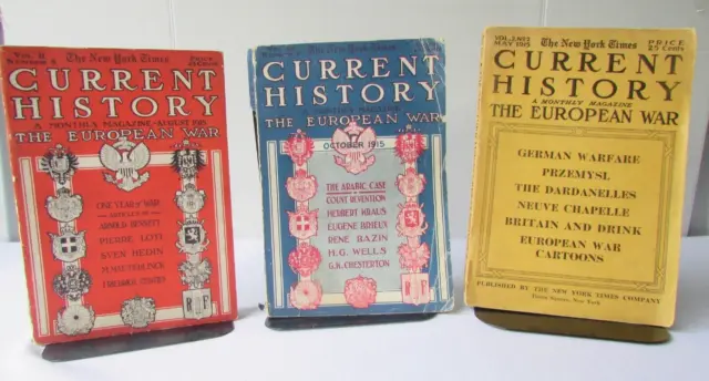 The New York Times CURRENT HISTORY The European War 1915 - Lot Of 3 Magazines