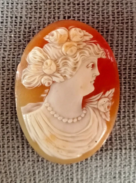 Broche Ancienne Style Art Nouveau - Profil De Femme Inspiré De Mucha - Époque 1900
