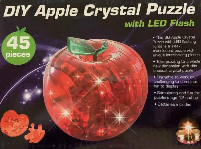 BRAND NEW SODIAL  3D Apple Crystal Jigsaw Puzzle Flashing LED Lights Batteries