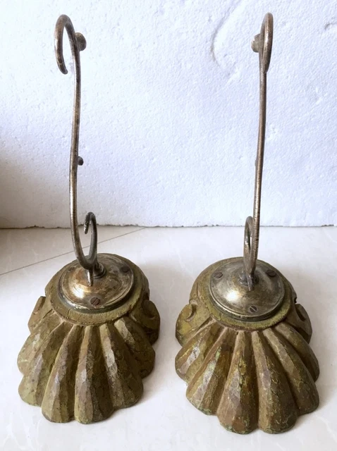 Antique Brass Wooden Hand Crafted Old Wall Fixing Beautiful Cloth Hanger 2 Piece 6