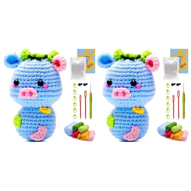 2SETS COW CROCHET Kits Dolls DIY Knitting Crocheting for Beginners Adults  $32.99 - PicClick AU
