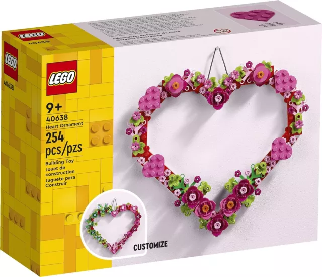 LEGO Amor Corazón Ornamento Juguete de Construcción Kit, Formado Flores (40638)