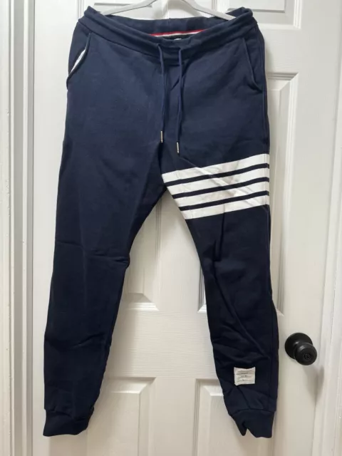 Thom Browne Navy Waffle 4-bar Sweatpants