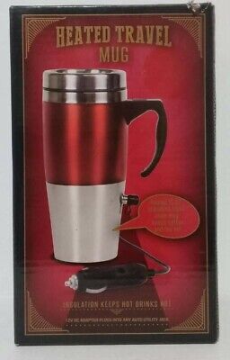 Heated Travel Mug Insulated Portable15 oz Stainless Steel 12V Auto Adapter