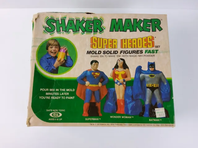 Vintage 1979 Shaker Maker Mold Set Super Heroes DC Ideal Batman Superman NIB NEW