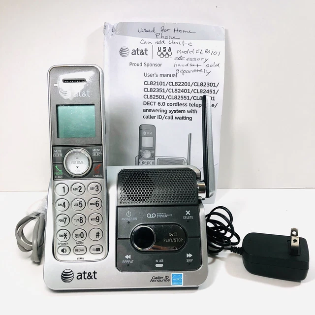 AT&T LANDLINE PHONE Model CL82401 Base Station Charger with 1 Handset