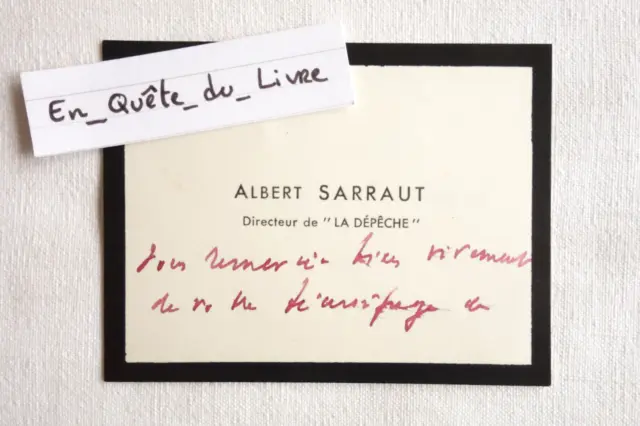 L.A.S. carte de deuil Albert Sarraut (1872-1962) Homme d'État français WW2