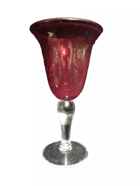 Artland Iris Ruby Red Water Wine Goblet Glass 8" HThick Glass Pre-owned 12oz