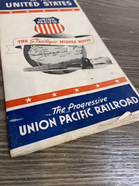 1943 US MILITARY Vintage Road Map Union Pacific Railroad Travel ...