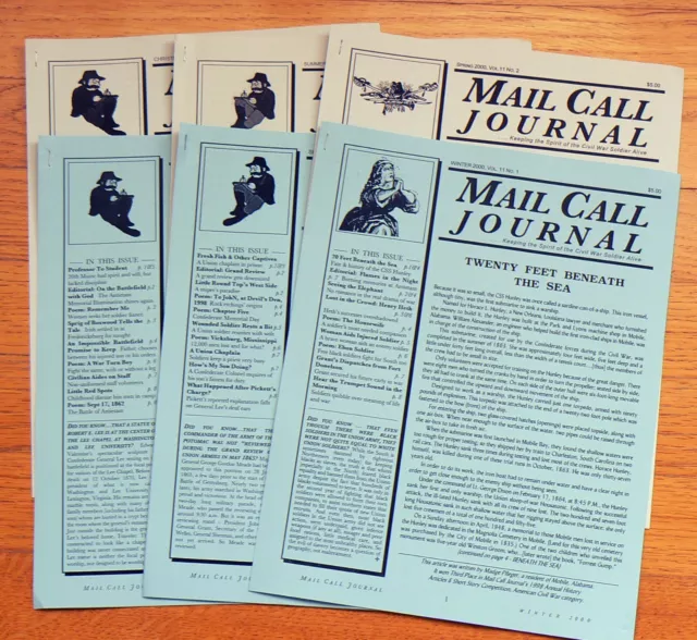 Civil War Newsletter - MAIL CALL JOURNAL - 2000 - 6 Rare, Vintage Issues - NEW