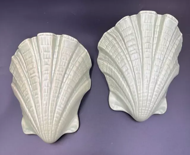 Vintage Pair Art Deco Bretby Wall Pockets Vases 1920s Form of Seashells