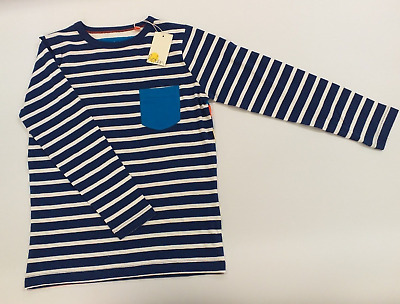 BODEN  boys multicoloured stripe long sleeve t shirt, 7-8 Years, pocket, BNWT