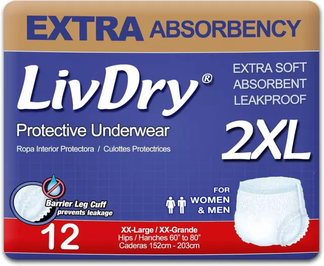 Adult XXL Incontinence Underwear, Extra Absorbency Adult Diapers, Leak Protectio